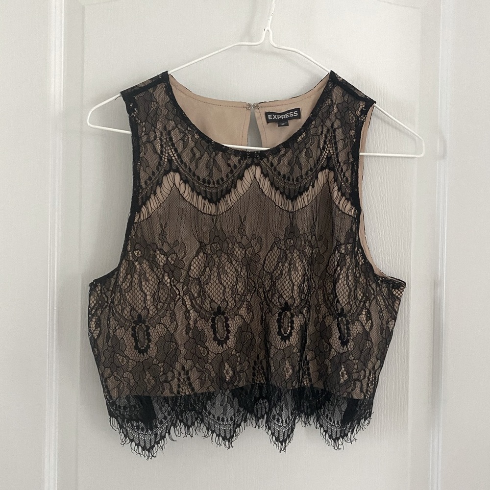 Express Eyelash Lace Cropped Top
